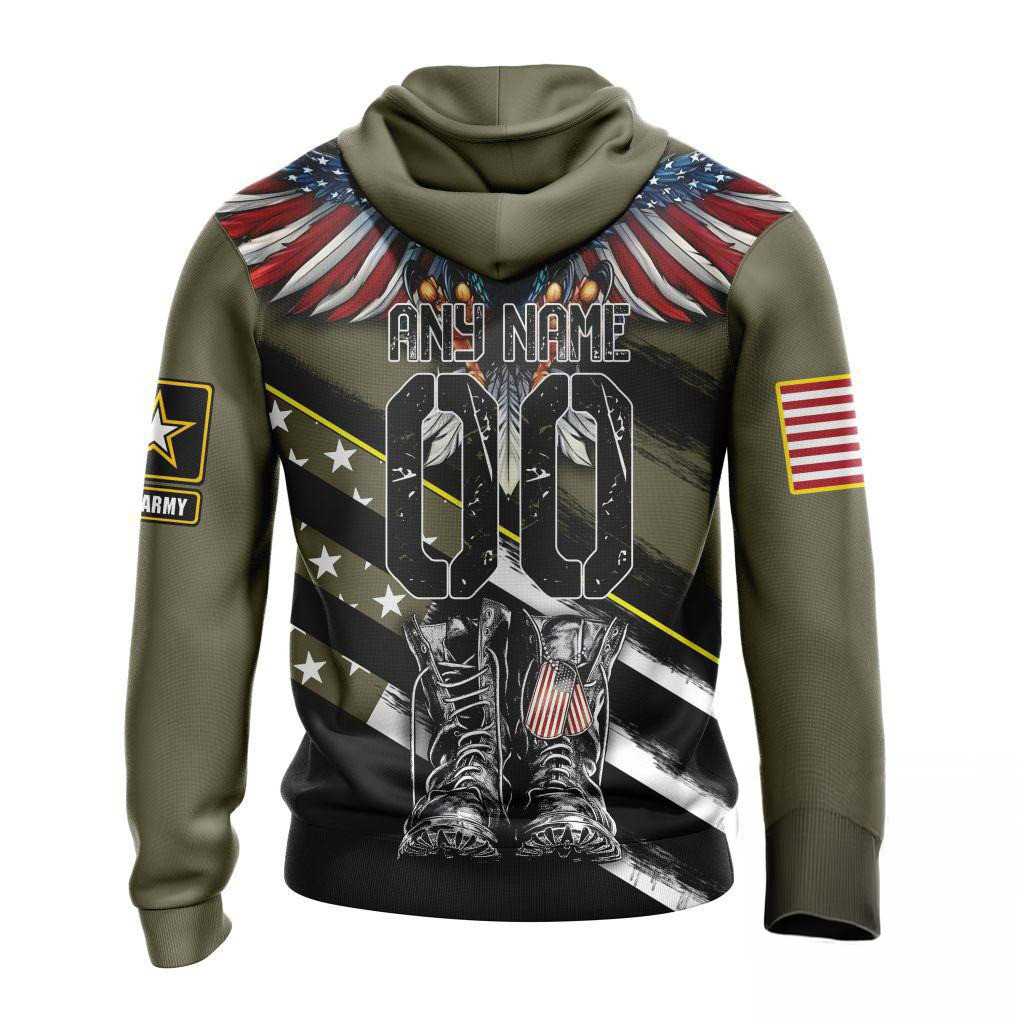 Custom NHL Columbus Blue Jackets Special Hockey Honor Veterans And Their Families Hoodie