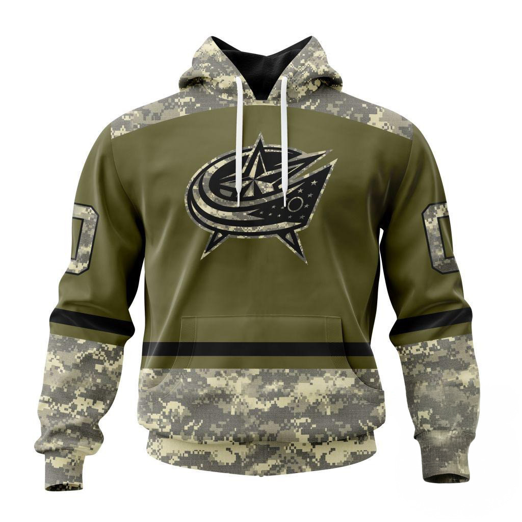 Custom NHL Columbus Blue Jackets Special Veterans Military Appreciation Hoodie Gifts For Him