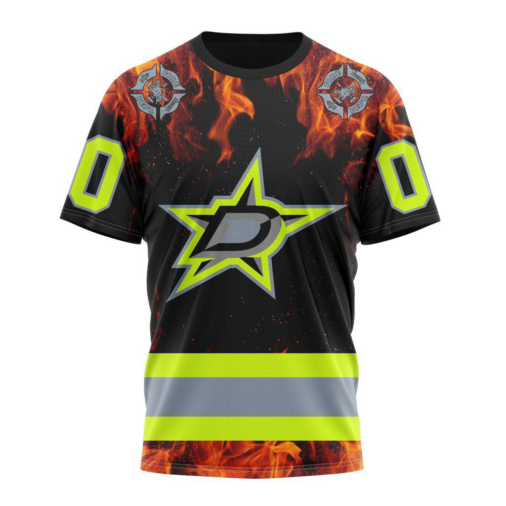 Custom NHL Dallas Stars Special Honoring Firefighters Design Shirt Gifts For Hockey Lovers