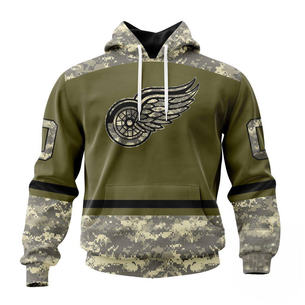 Custom NHL Detroit Red Wings Special Veterans Military Appreciation Hoodie Hockey Fan Gifts