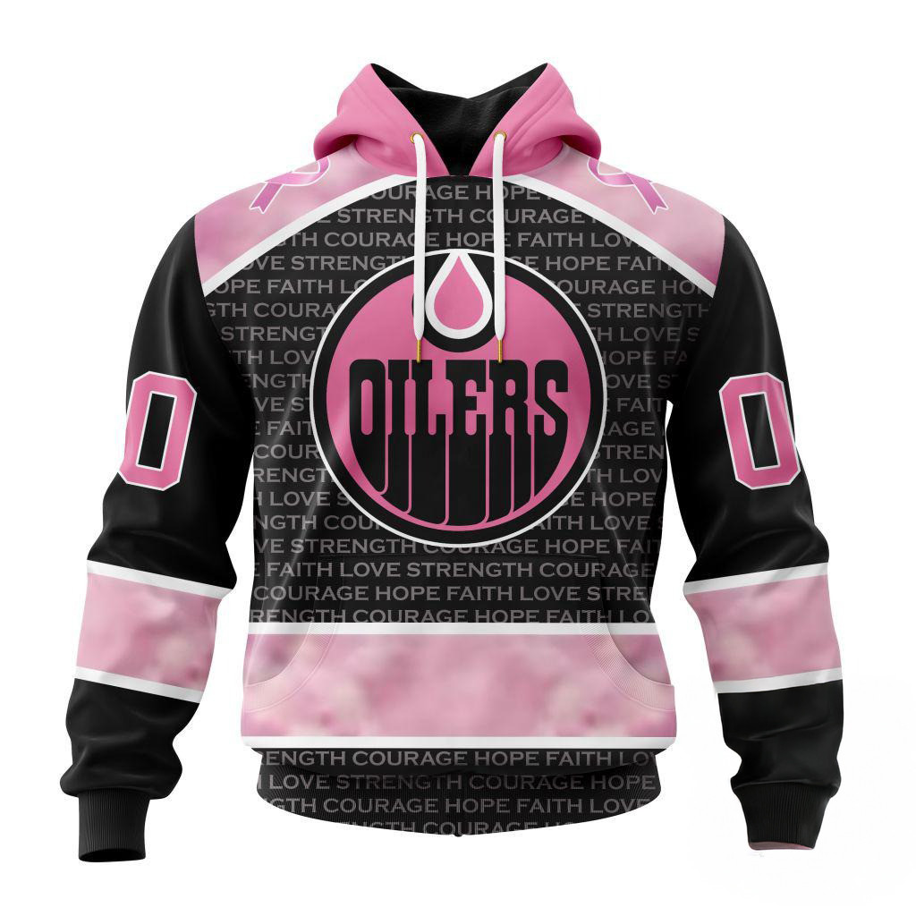 Custom NHL Edmonton Oilers Special Pink Fight Breast Cancer Hoodie Unique Gifts For Hockey Fans