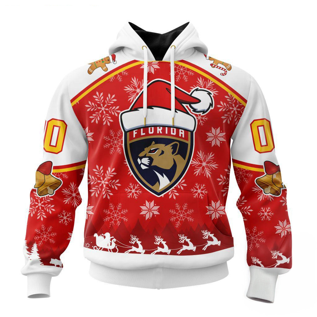 Custom NHL Florida Panthers Special Santa Hats Logo Team Merry Christmas Hoodie Gifts For Men