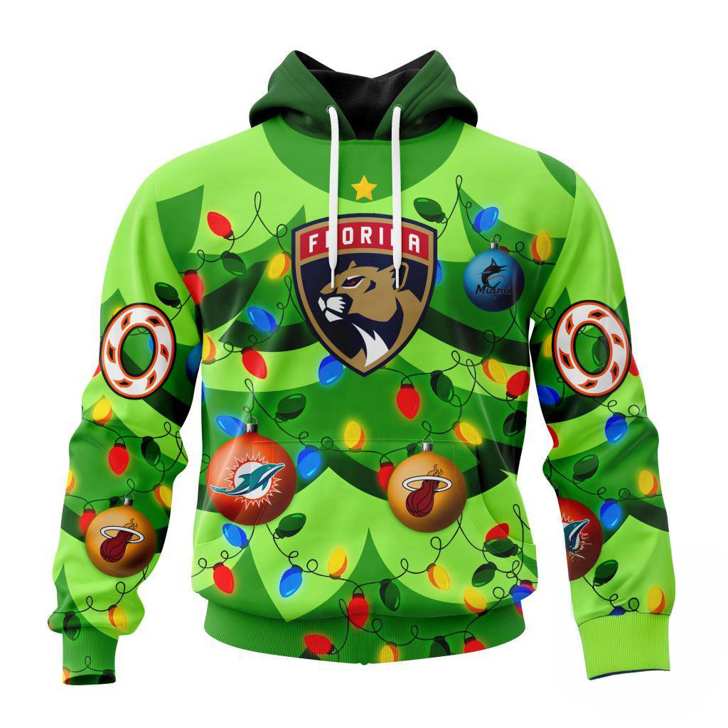 Custom NHL Florida Panthers Specialized Christmas Tree Color And City's Sports Teams Hoodie