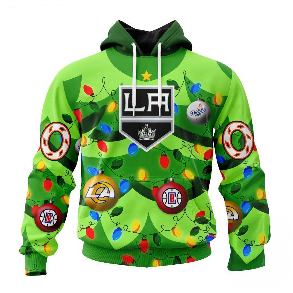 Custom NHL Los Angeles Kings Specialized Christmas Tree Color And City's Sports Teams Hoodie
