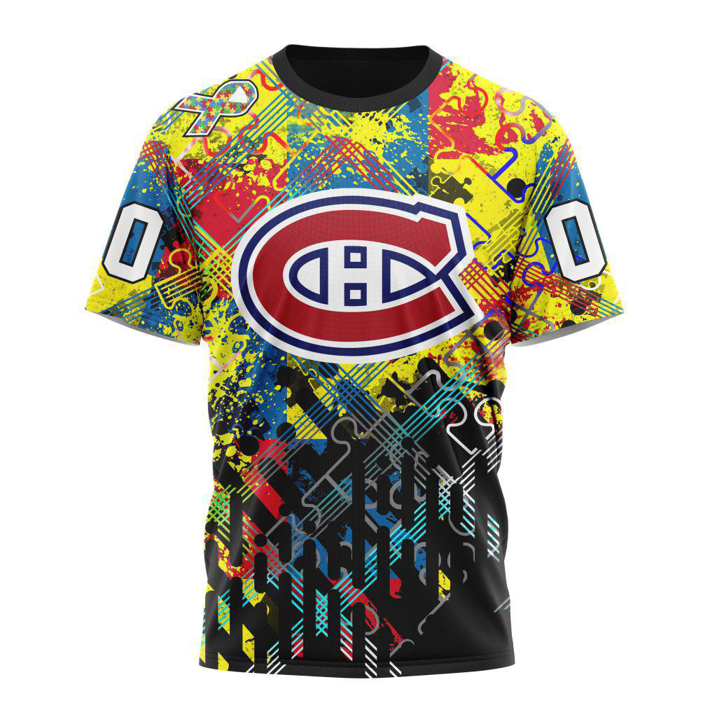 Custom NHL Montreal Canadiens Hockey Logo Team Autism Awareness Shirt Gifts For Hockey Fan