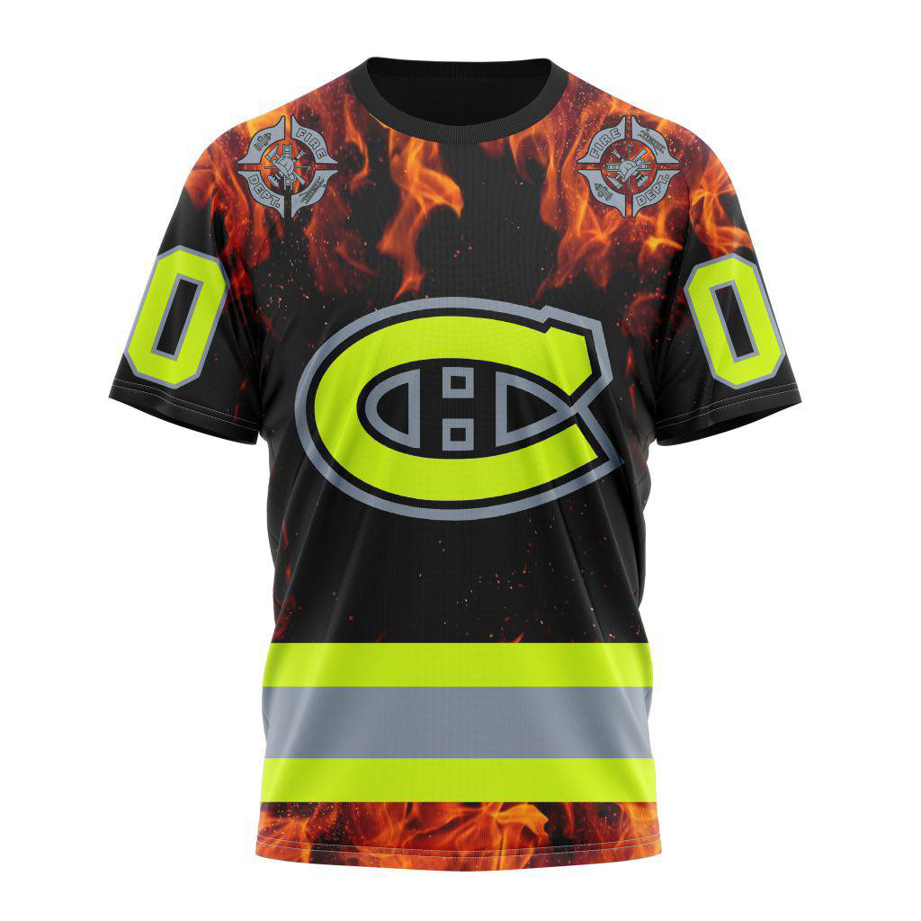 Custom NHL Montreal Canadiens Special Honoring Firefighters Design Shirt Gifts For Hockey Fan