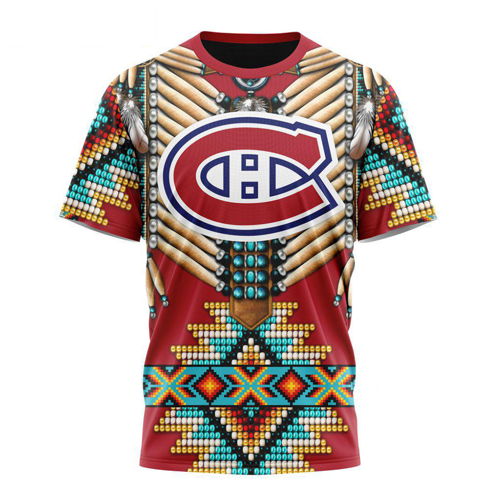 Custom NHL Montreal Canadiens Special Native American Costume Hockey Team Shirt Hockey Fan Gift