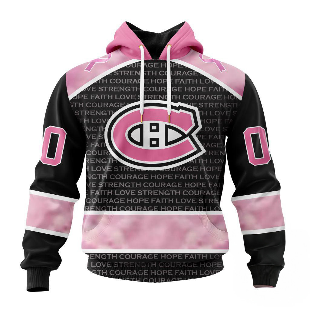 Custom NHL Montreal Canadiens Special Pink Fight Breast Cancer Hoodie Cool Gifts For Hockey Fans