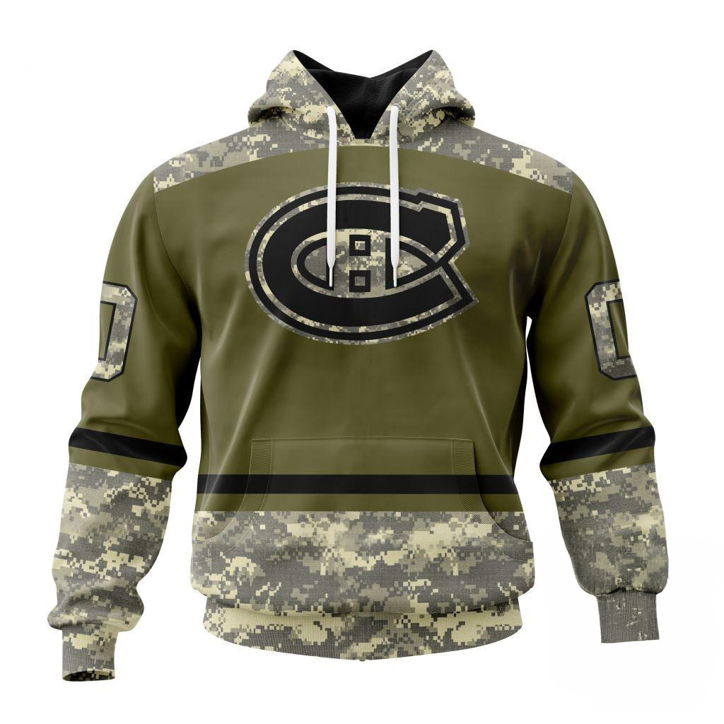Custom NHL Montreal Canadiens Special Veterans Military Appreciation Hoodie Fans Gift Ideas