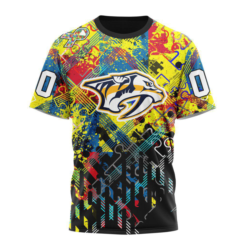 Custom NHL Nashville Predators Hockey Logo Team Autism Awareness Shirt Fan Gifts