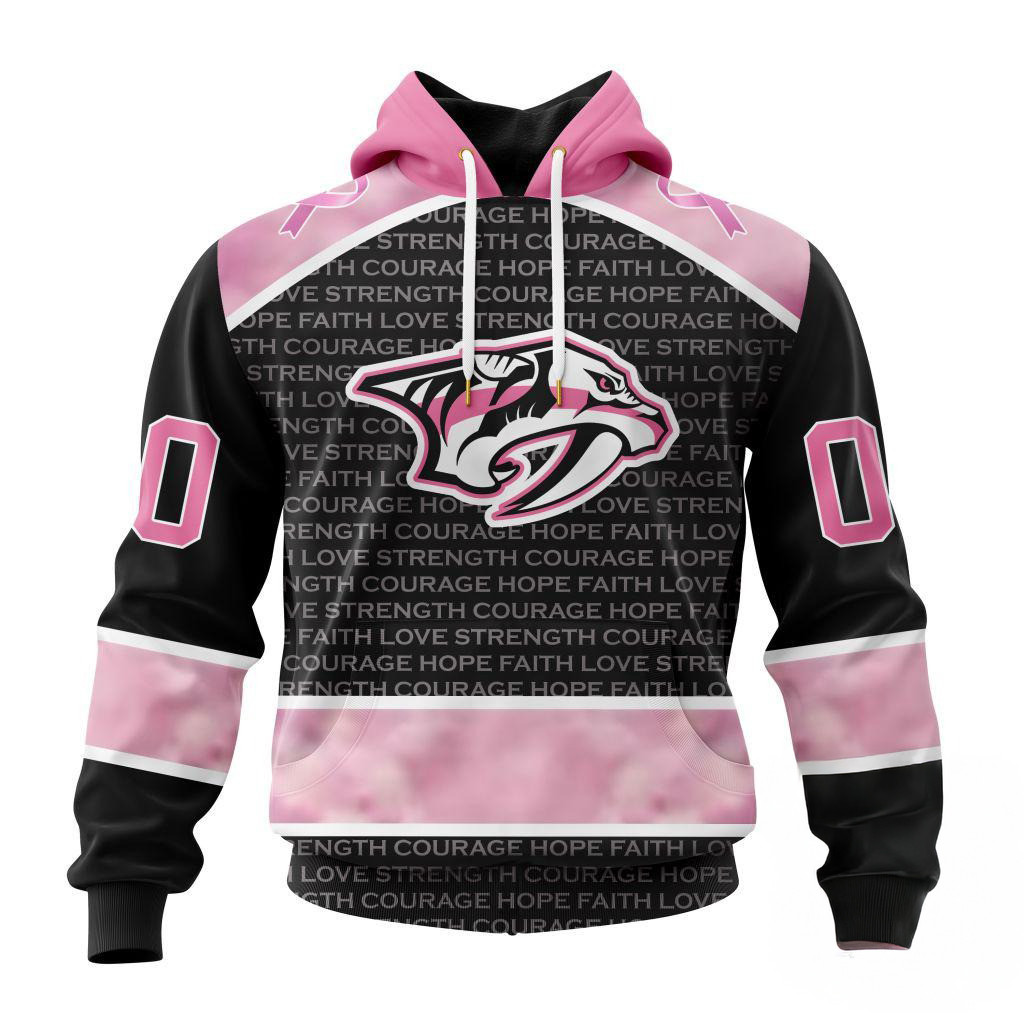 Custom NHL Nashville Predators Special Pink Fight Breast Cancer Hoodie Gifts For Ice Hockey Fans