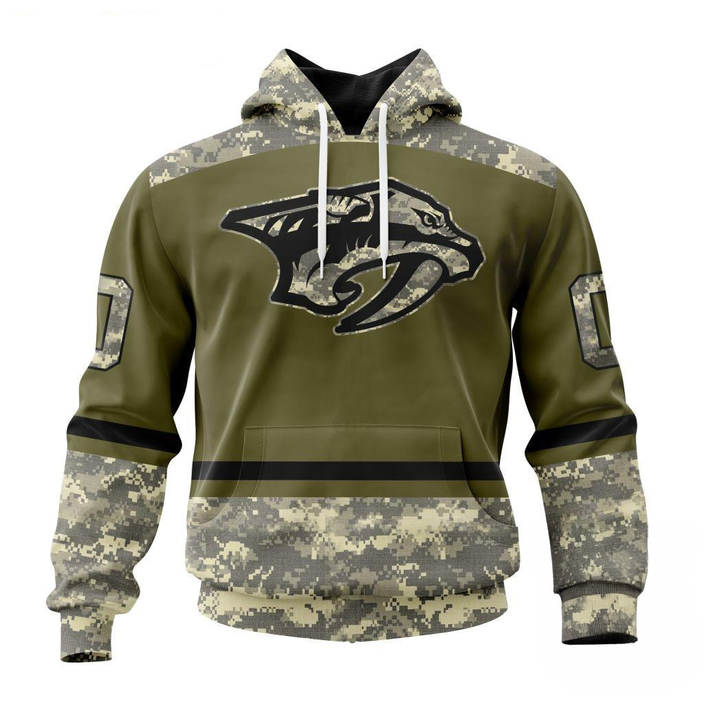 Custom NHL Nashville Predators Special Veterans Military Appreciation Hoodie Gifts For Dudes