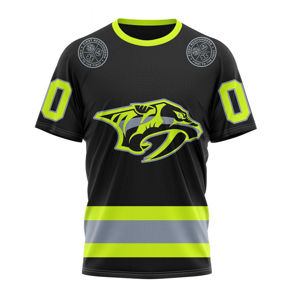Custom NHL Nashville Predators Specialized FireFighter Uniforms Shirt Gift For Hockey Fan