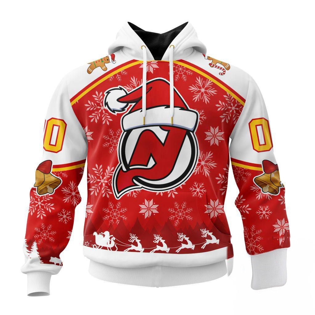 Custom NHL New Jersey Devils Special Santa Hats Logo Team Merry Christmas Hoodie Gift For Fans