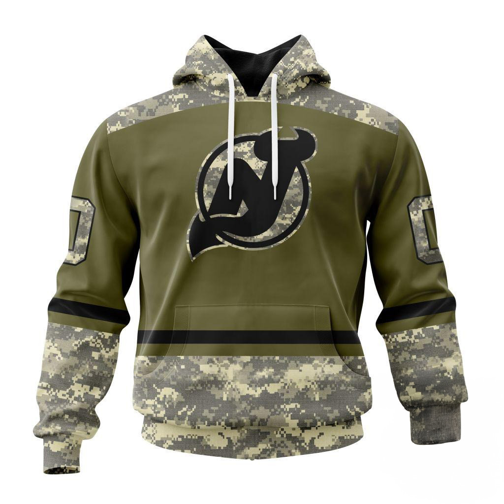 Custom NHL New Jersey Devils Special Veterans Military Appreciation Hoodie Gifts For Son