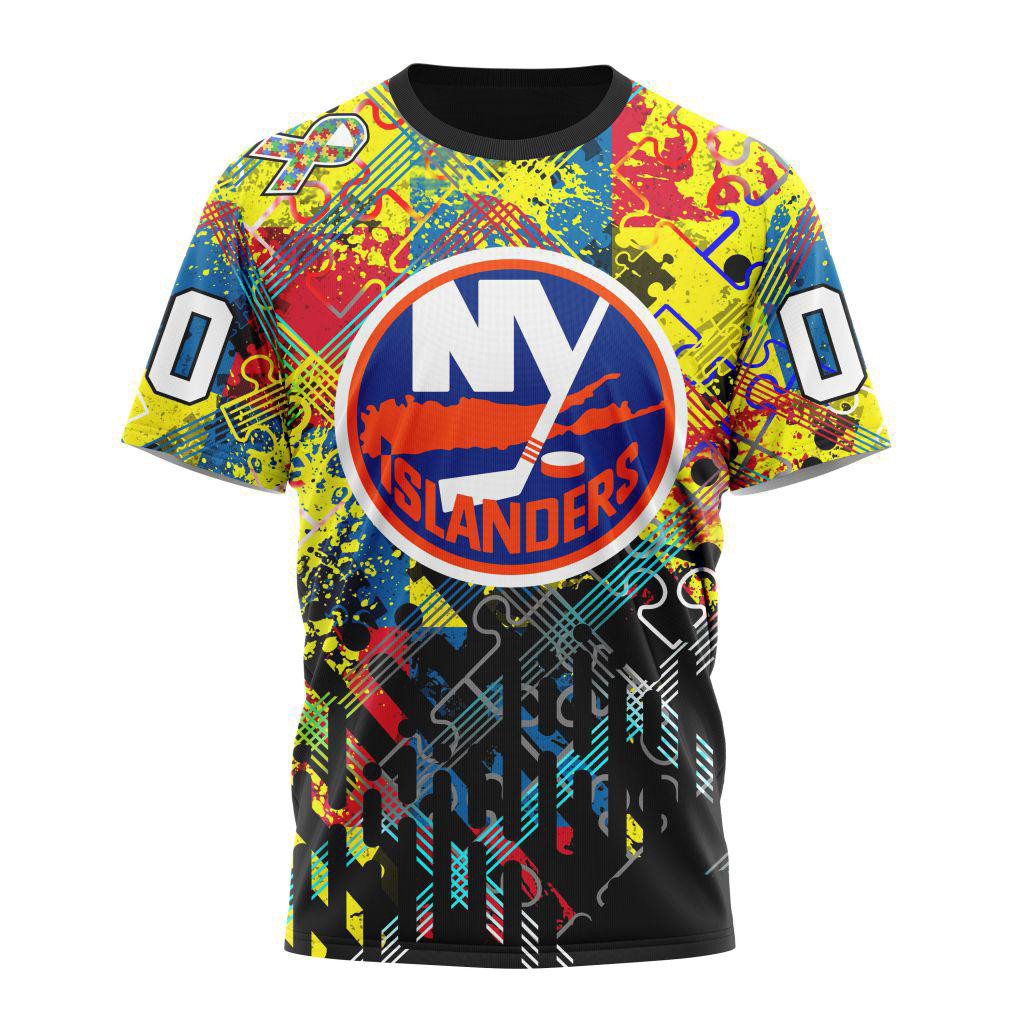 Custom NHL New York Islanders Hockey Logo Team Autism Awareness Shirt Gift Ideas For Hockey Fan