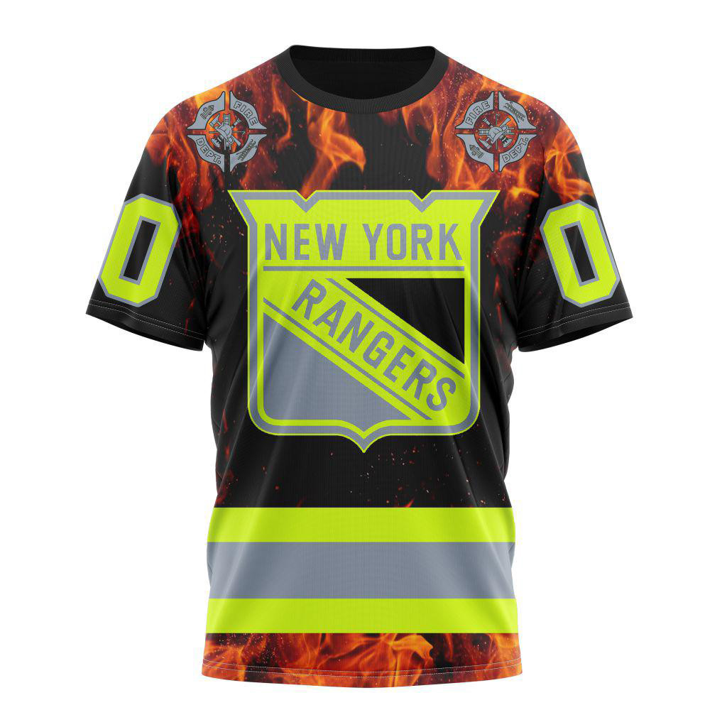 Custom NHL New York Rangers Special Honoring Firefighters Design Shirt Gifts For Hockey Fan