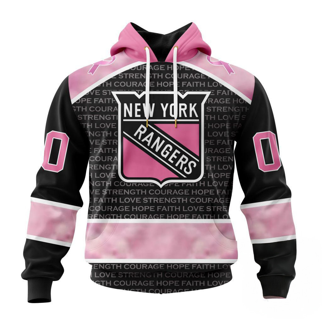 Custom NHL New York Rangers Special Pink Fight Breast Cancer Hoodie Best Gifts For Hockey Fans