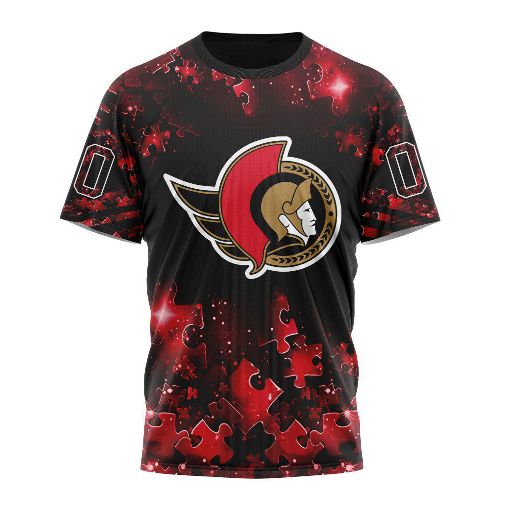 Custom NHL Ottawa Senators Autism Awareness Hockey Shirt Good Gifts For Hockey Fans