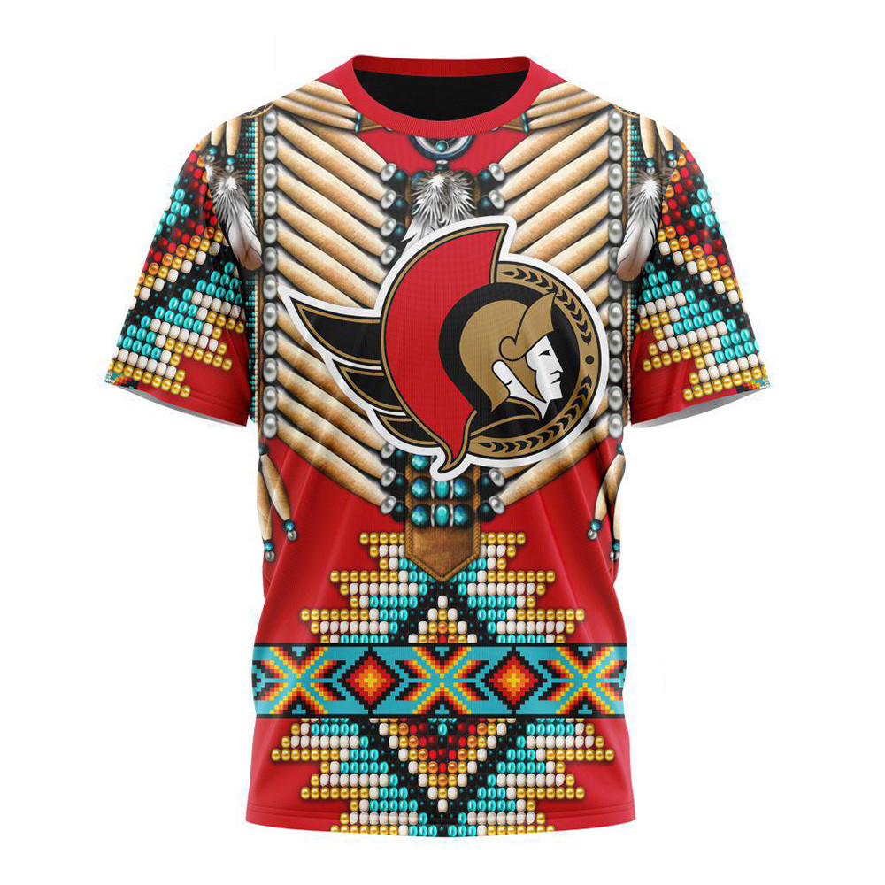 Custom NHL Ottawa Senators Special Native American Costume Hockey Team Shirt Hockey Fan Gifts