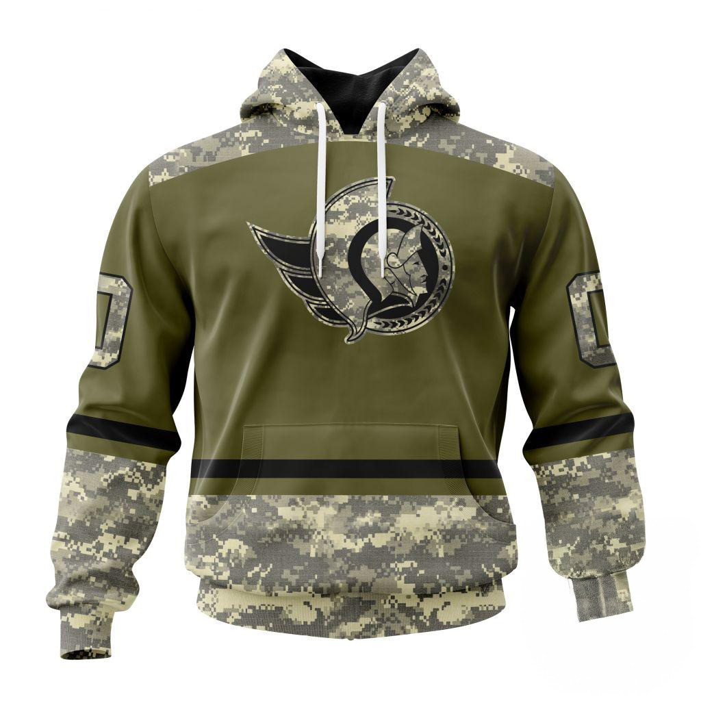 Custom NHL Ottawa Senators Special Veterans Military Appreciation Hoodie Hockey Lovers Gifts