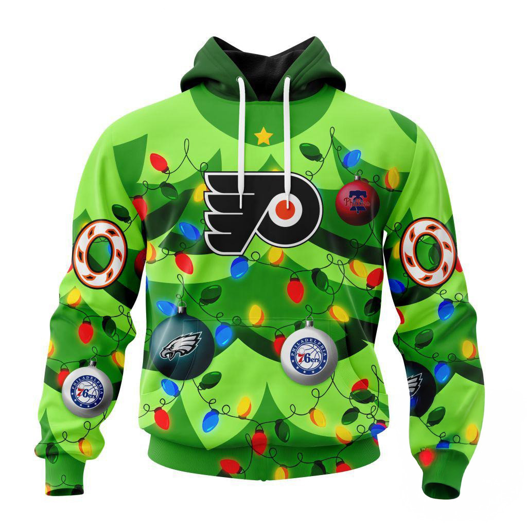 Custom NHL Philadelphia Flyers Specialized Christmas Tree Color And City's Sports Teams Hoodie