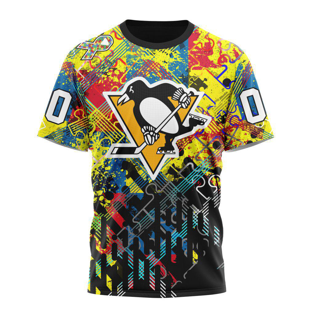 Custom NHL Pittsburgh Penguins Hockey Logo Team Autism Awareness Shirt Fann Gifts