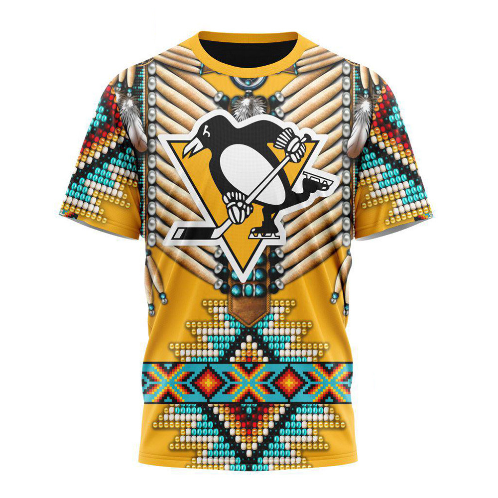 Custom NHL Pittsburgh Penguins Special Native American Costume Hockey Team Shirt Fan Gift