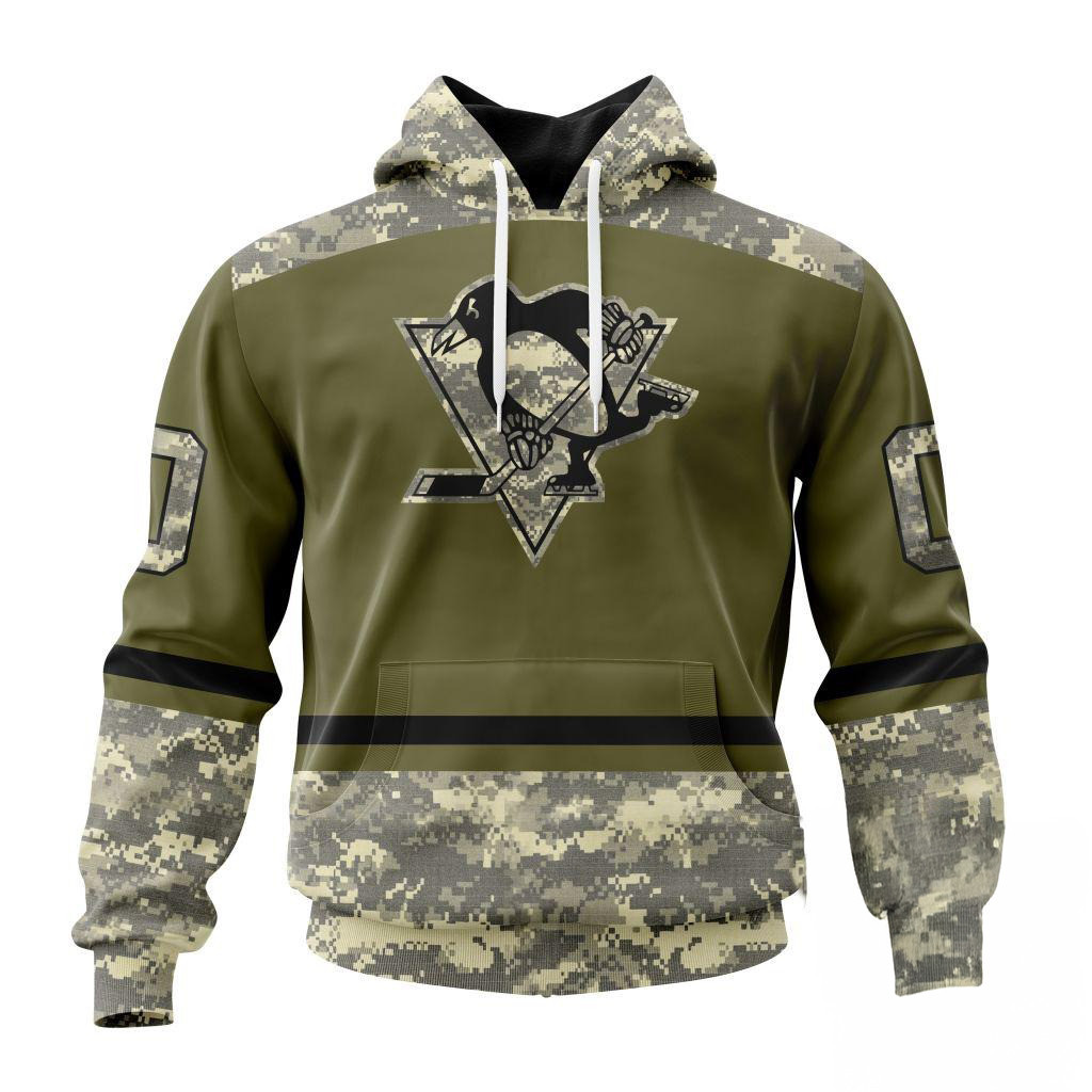 Custom NHL Pittsburgh Penguins Special Veterans Military Appreciation Hoodie Husband Gifts