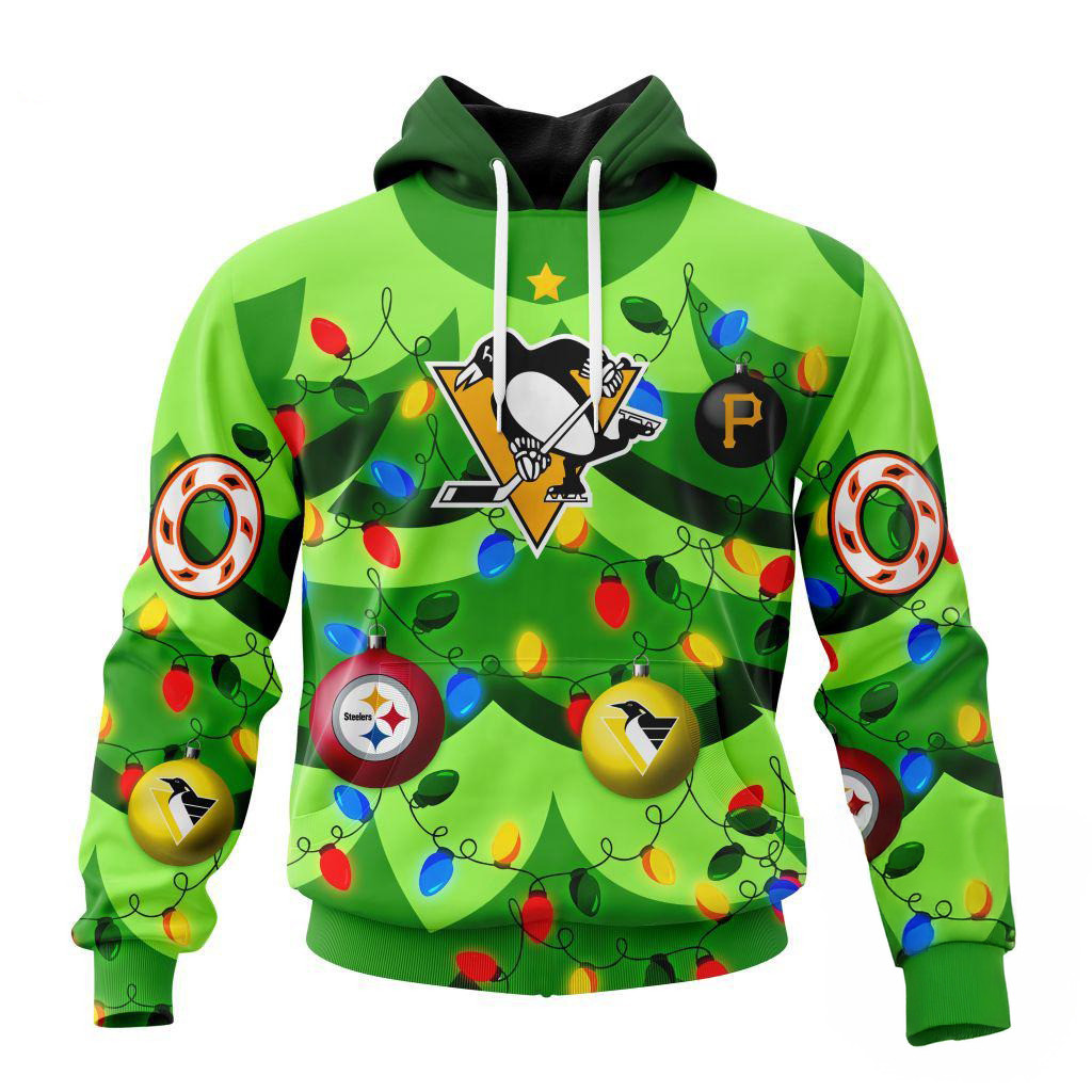 Custom NHL Pittsburgh Penguins Specialized Christmas Tree Color And City's Sports Teams Hoodie