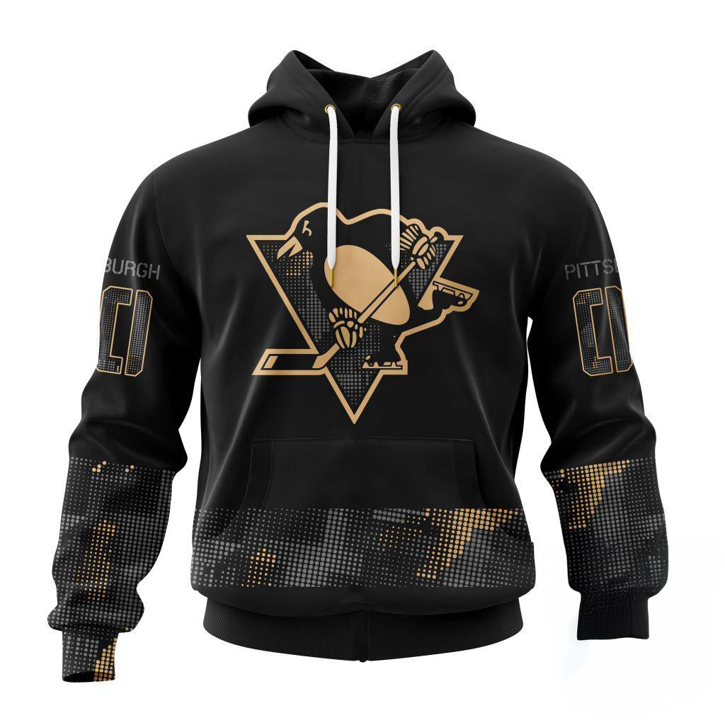 Custom NHL Pittsburgh Penguins Veterans Military Appreciation Hoodie Presents For Hockey Fans