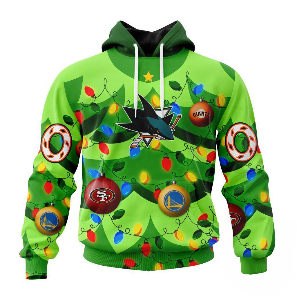 Custom NHL San Jose Sharks Specialized Christmas Tree Color And City's Sports Teams Hoodie