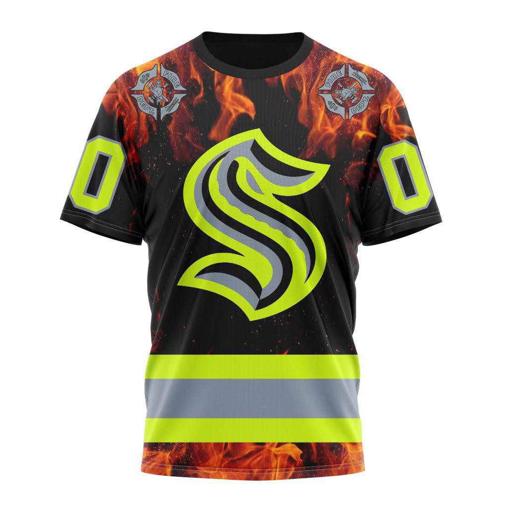 Custom NHL Seattle Kraken Special Honoring Firefighters Design Shirt Hockey Fan Gifts