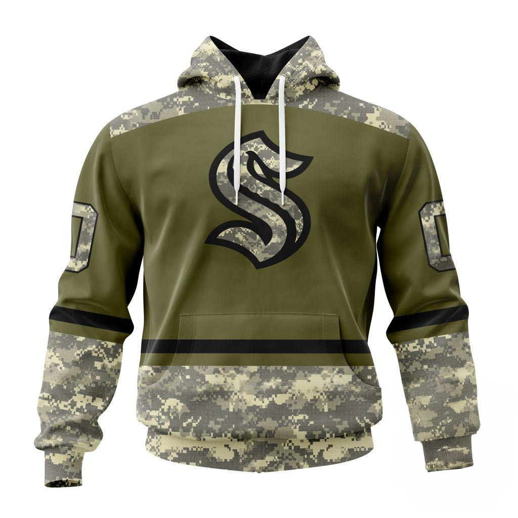 Custom NHL Seattle Kraken Special Veterans Military Appreciation Hoodie Gifts For Dudes