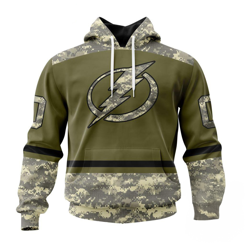 Custom NHL Tampa Bay Lightning Special Veterans Military Appreciation Hoodie Son Gift Ideas