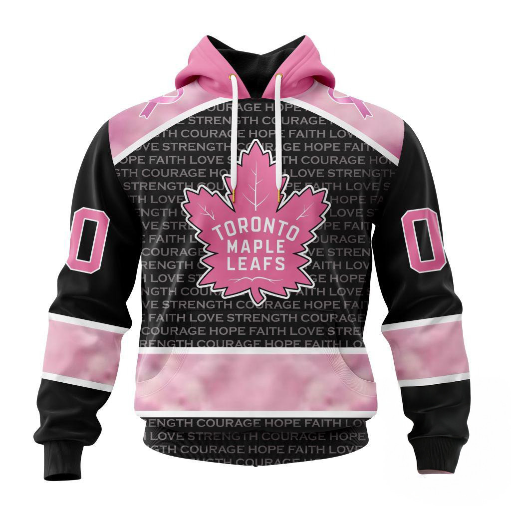 Custom NHL Toronto Maple Leafs Special Pink Fight Breast Cancer Art Hoodie NHL Gifts For Fans