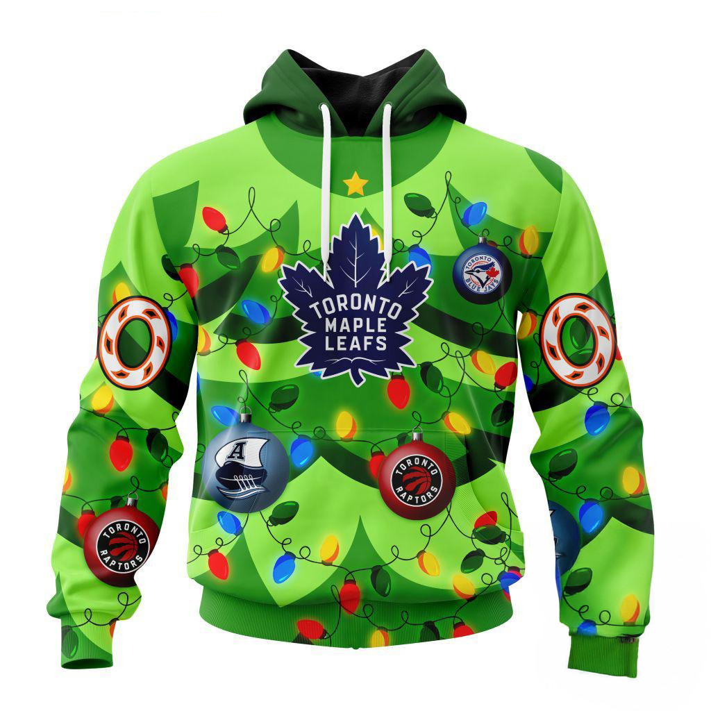 Custom NHL Toronto Maple Leafs Specialized Christmas Tree Color And City's Sports Teams Hoodie