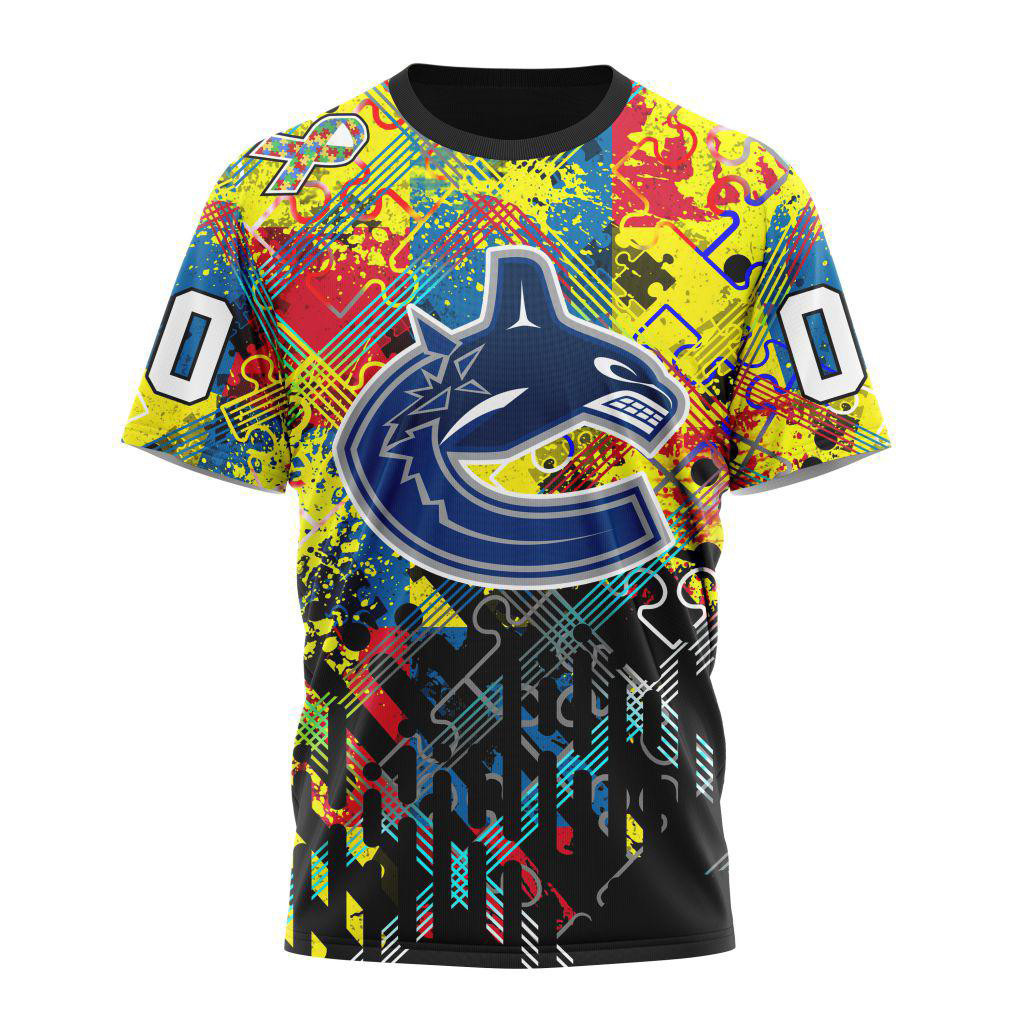 Custom NHL Vancouver Canucks Hockey Logo Team Autism Awareness Shirt Gifts For Him
