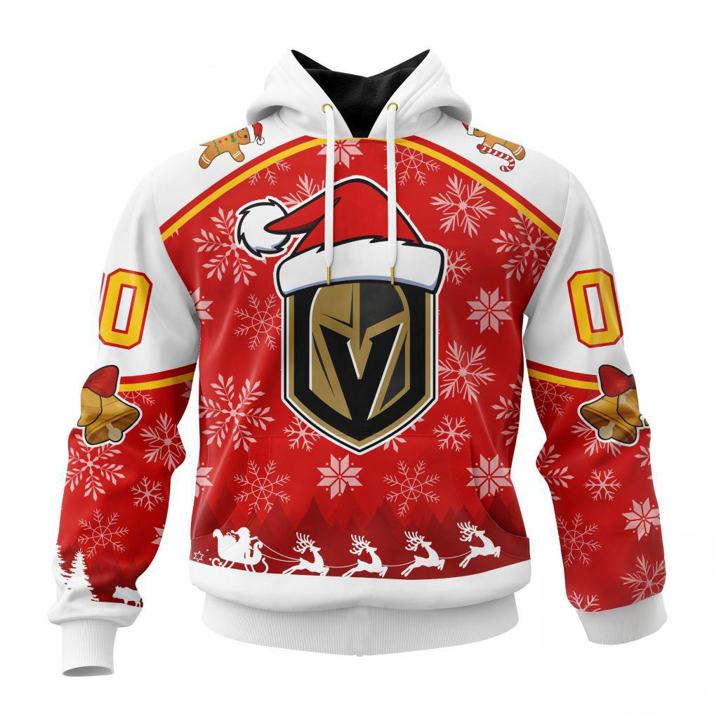 Custom NHL Vegas Golden Knights Special Santa Hats Logo Team Merry Christmas Hoodie Son Gifts