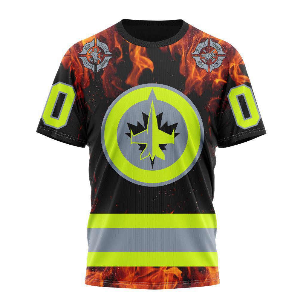 Custom NHL Winnipeg Jets Special Honoring Firefighters Design Shirt Hockey Fan Gifts
