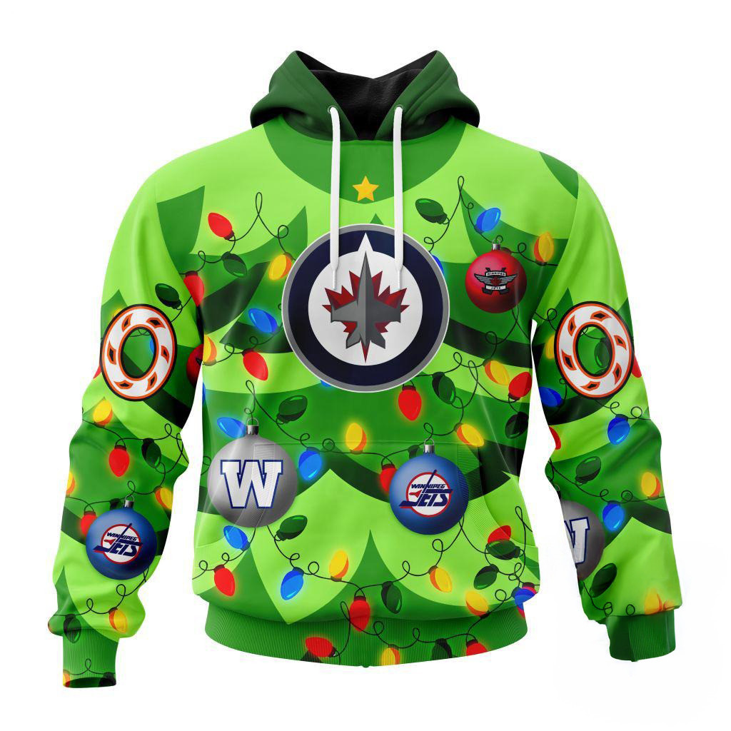 Custom NHL Winnipeg Jets Specialized Christmas Tree Color And City's Sports Teams Hoodie
