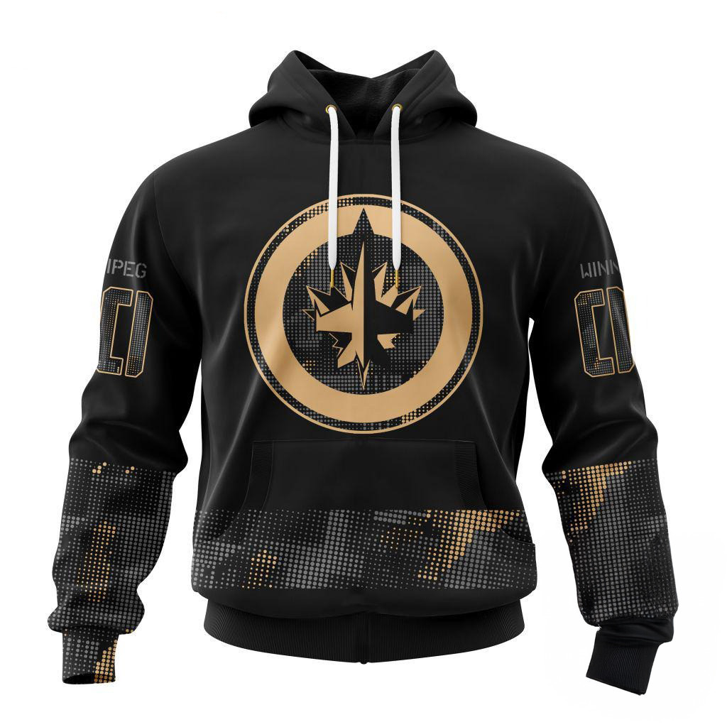 Custom NHL Winnipeg Jets Veterans Military Appreciation Hoodie Best Gifts For Hockey Lovers