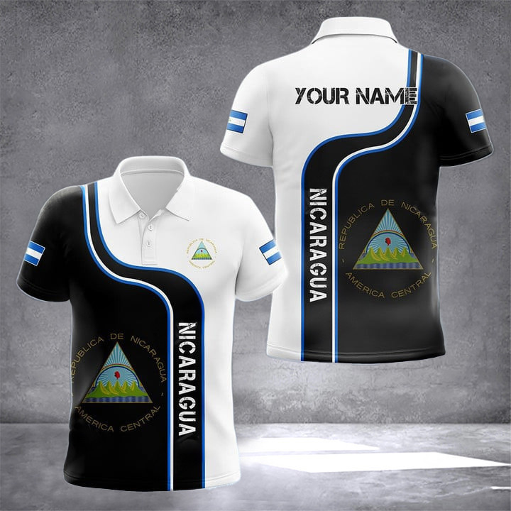 Custom Nicaragua Coat Of Arms Polo Shirt For Men Nicaraguan Clothing Gifts For Nicaraguan