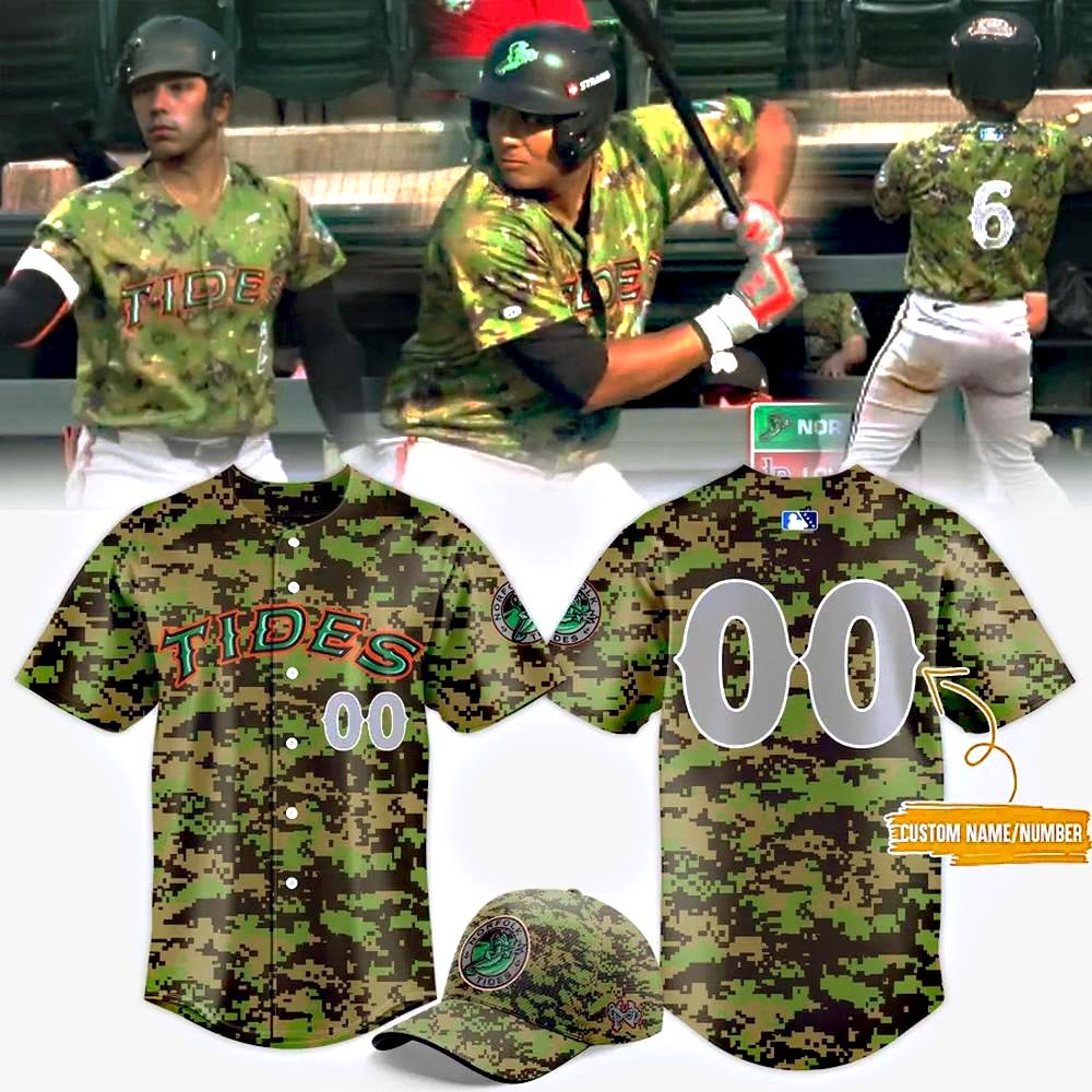 Custom Norfolk Tides Armed Forces Night Camo Baseball Jersey Baseball Team Gift Ideas