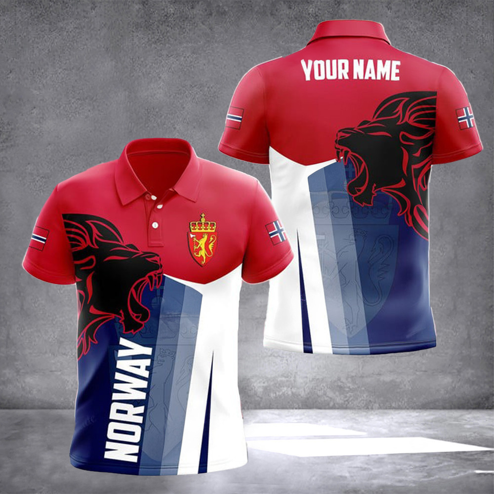 Custom Norway Proud With Lion Polo Shirt Norwegian Mens Fashion Gifts For Norwegians