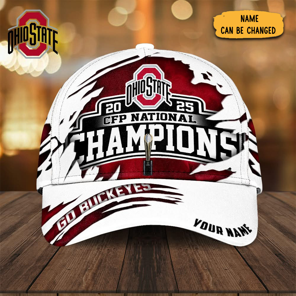Custom Ohio State CFP National Champions Hat 2025 Go Buckeyes Championship Merch Ball Cap