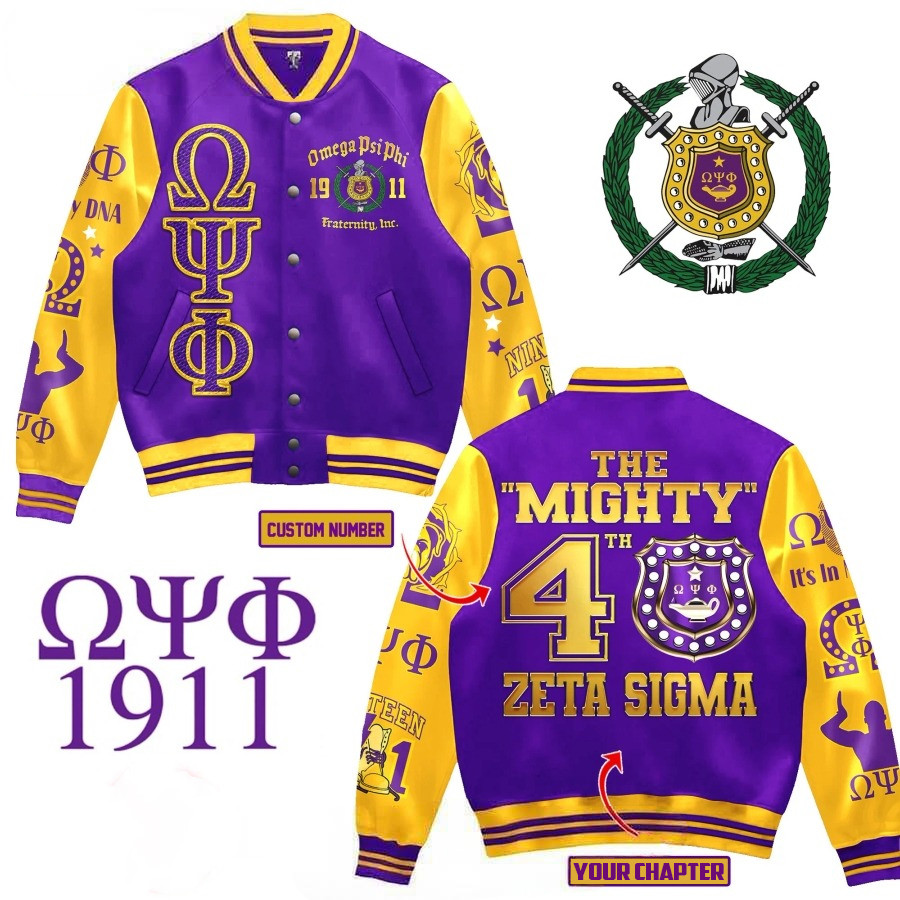 Custom Omega Psi Phi 1911 Fraternity Inc Baseball Jacket Husband Gifts