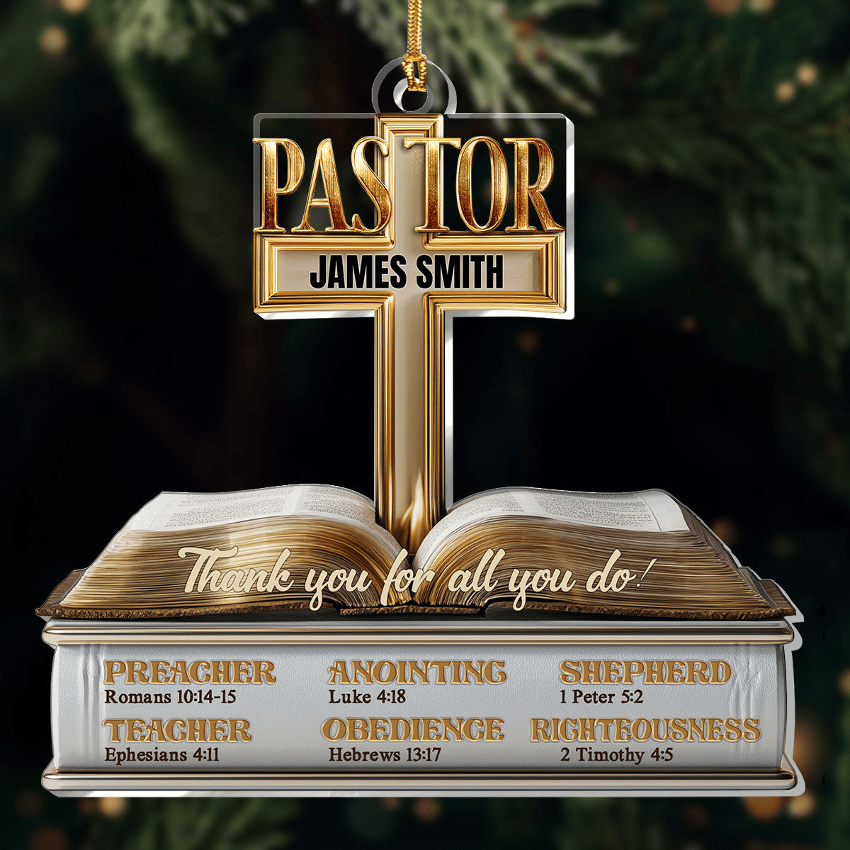 Custom Ornament My Preacher Teacher & Shepherd Acrylic Ornament Xmas Gifts For Mother In Law