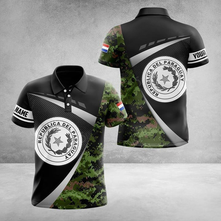 Custom Paraguay Coat Of Arms Camouflage Polo Shirt Paraguayan Clothing Gifts For Paraguayan