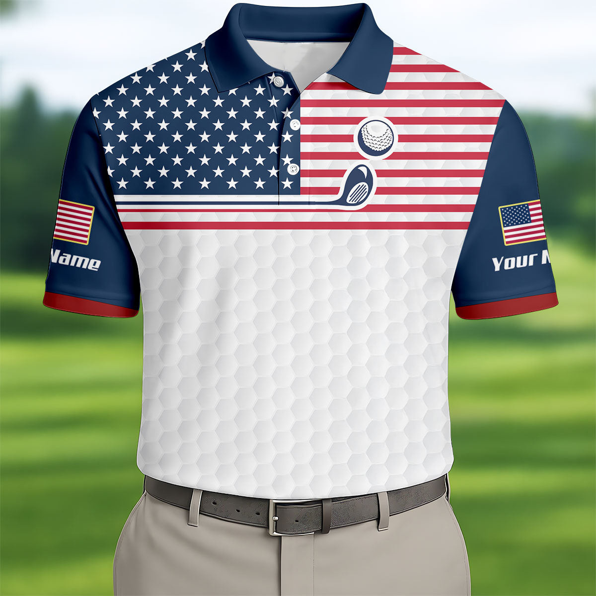 Custom Patriot American Flag Golf Putter Pattern Polo Shirt Patriotic Merch Best Golf Gifts